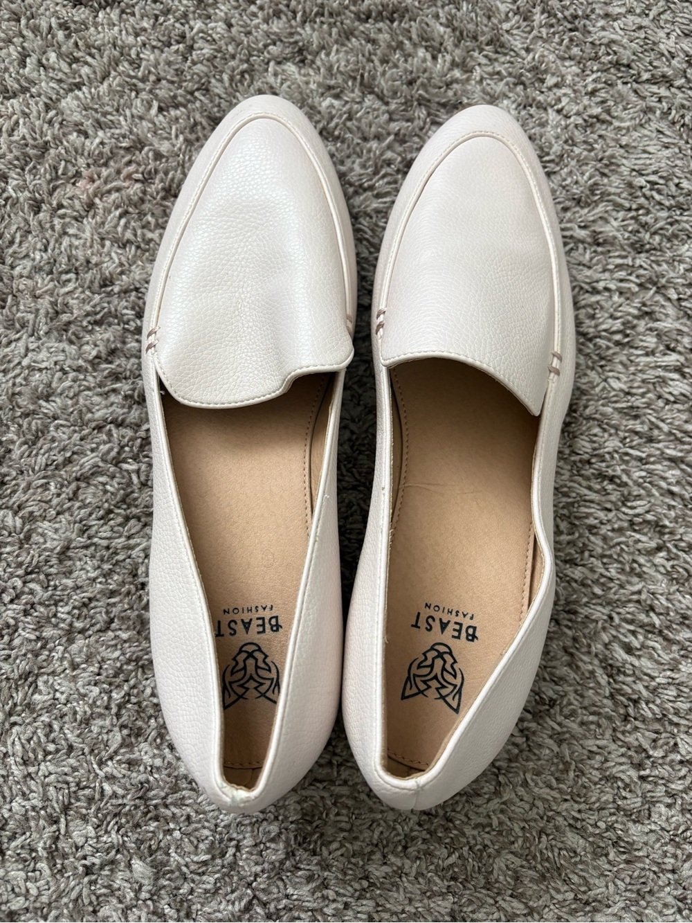 BEAST FASHION Cream / pinkish colored Loafers Minimalist Flats, used in good.